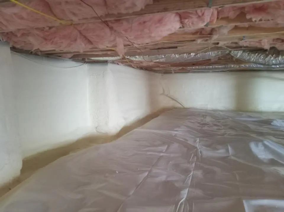Crawl space encapsulation with closed-cell spray foam for Attic Insulation in Plymouth